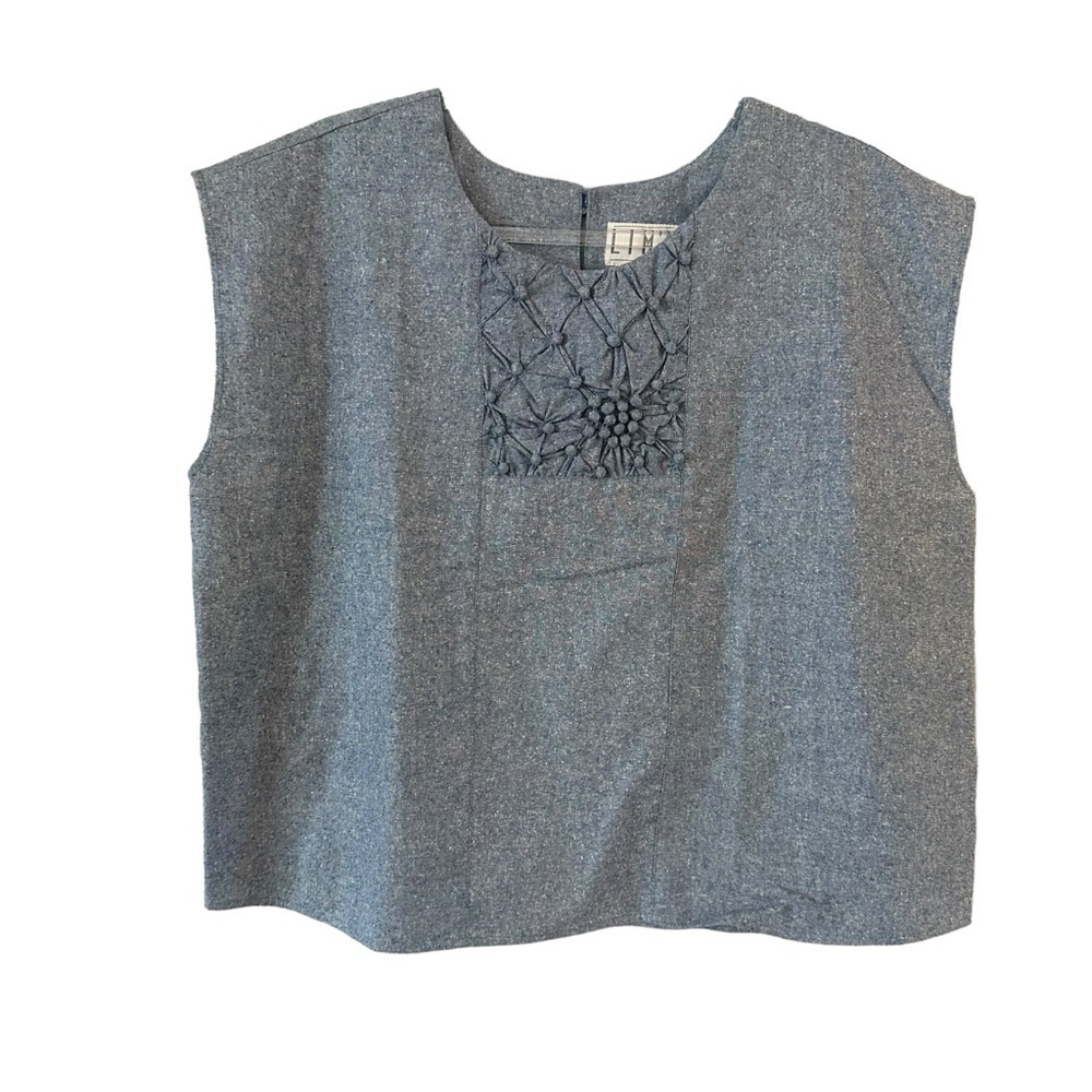 NWT 100% silk vintage Lim's denim looking sleeveless top